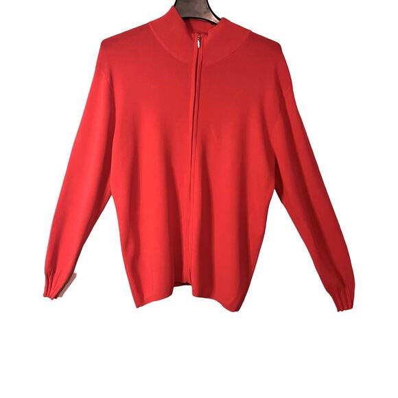 Chicos Top Womens Size 8 Dark Pink Full Zip Long Sleeve Oversized Fit Rayon - Picture 1 of 9